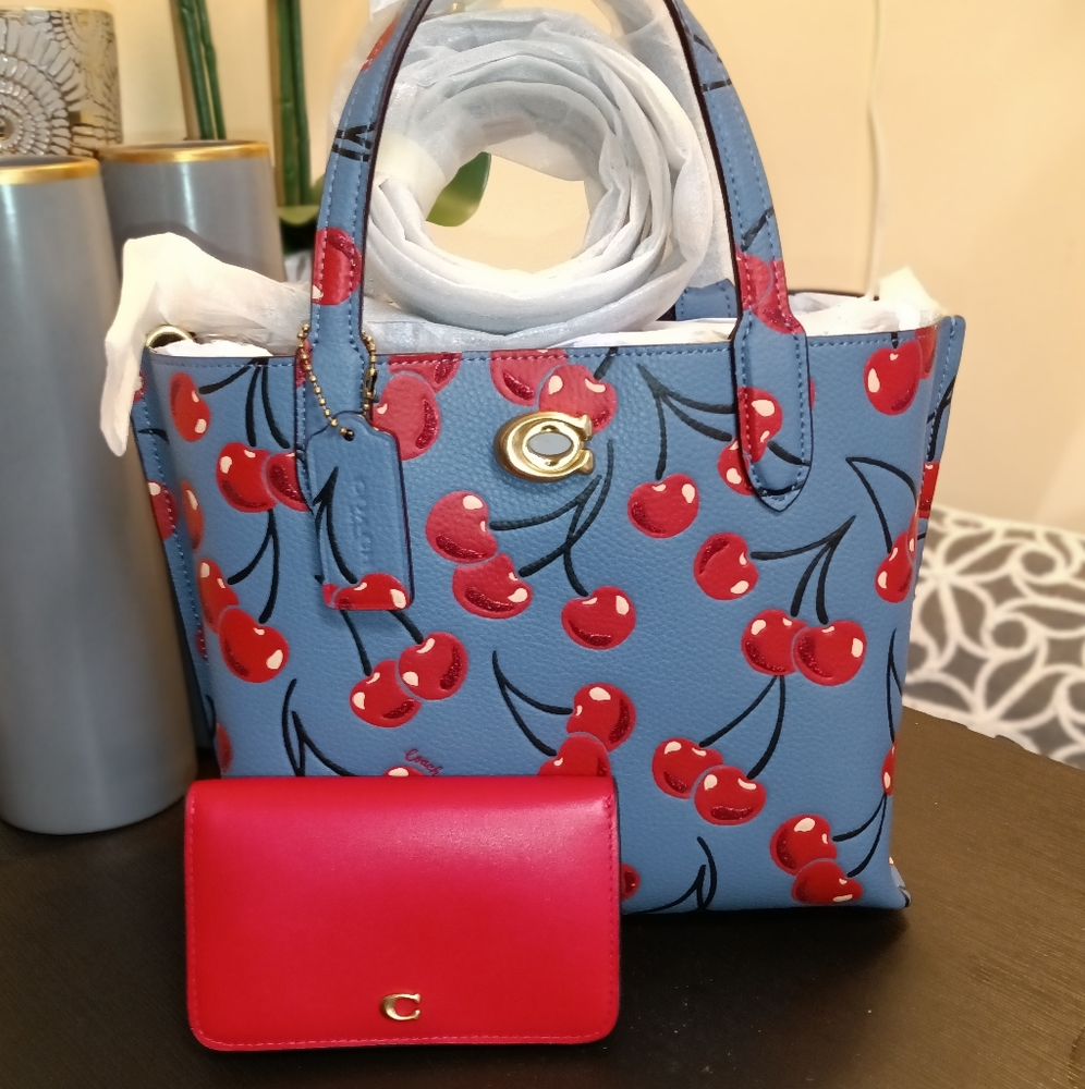 Coach Willow Cherries Tote with Wallet